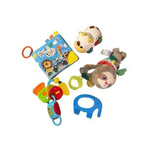 Bundle Baby Road Trip Soft Book Battery Cow Keys Sloth Elephant Teething Toys